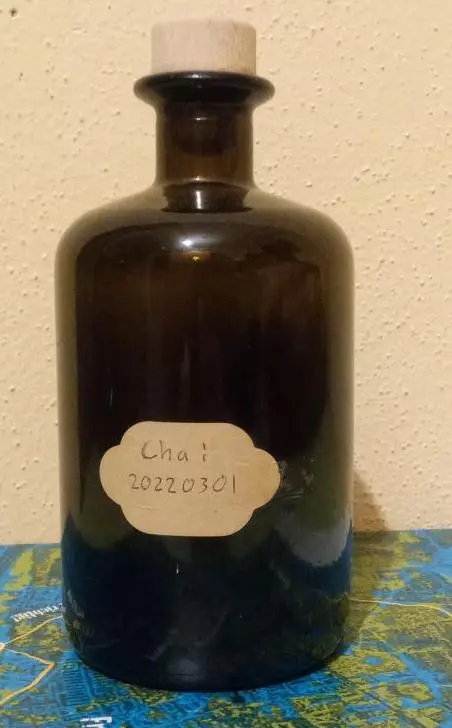 labelled dark glass bottle