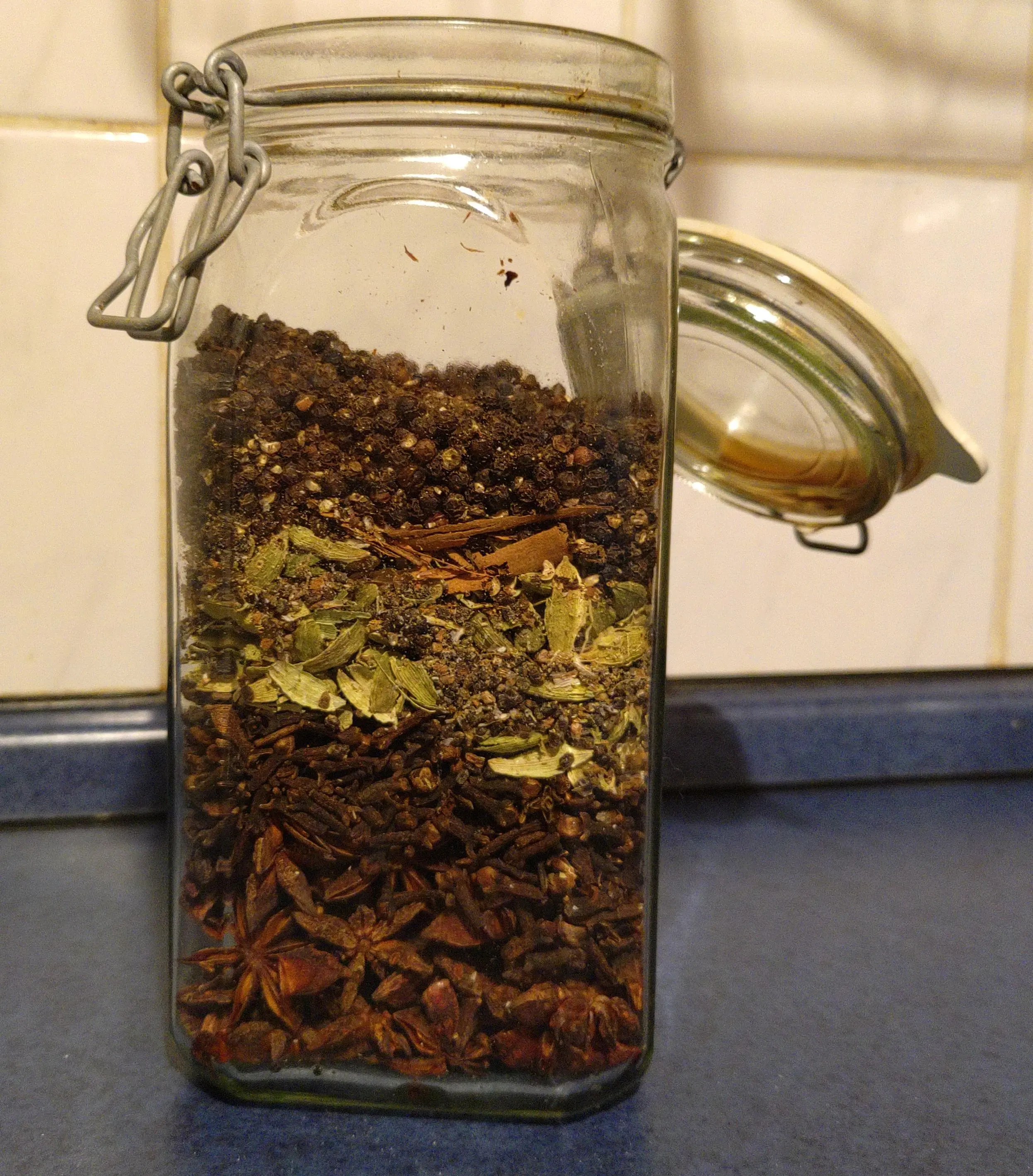 herb layers in a mason jar