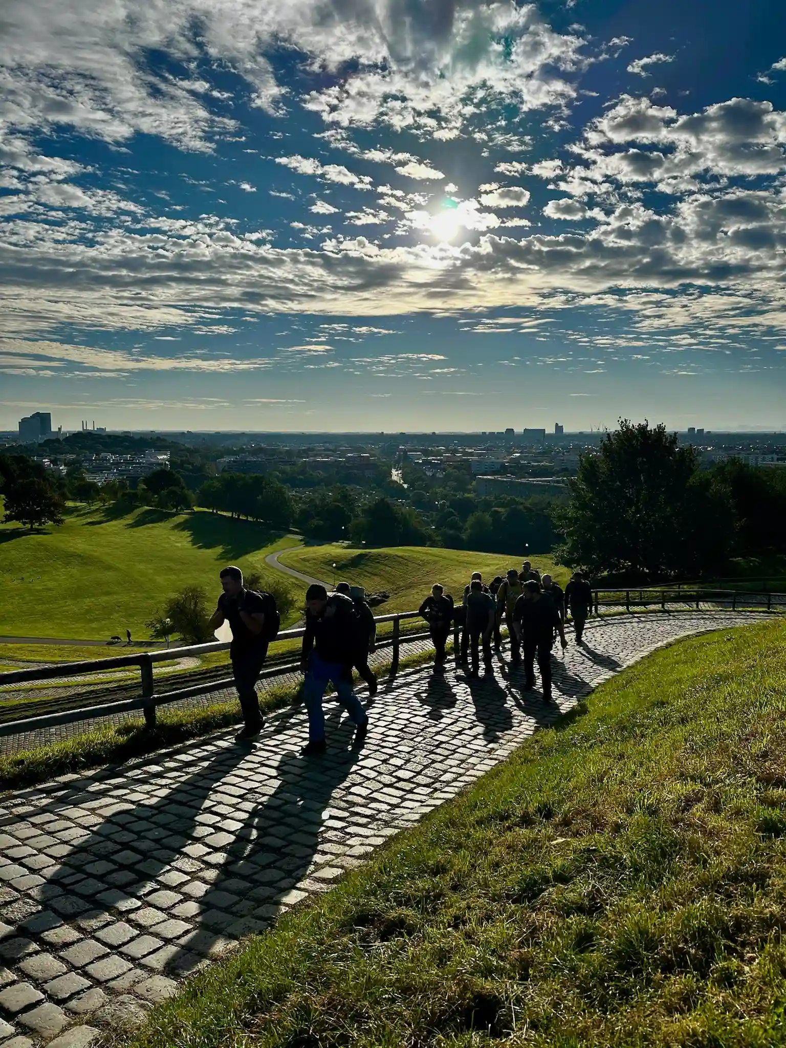 The team ascending the Olympic hill for the final time.