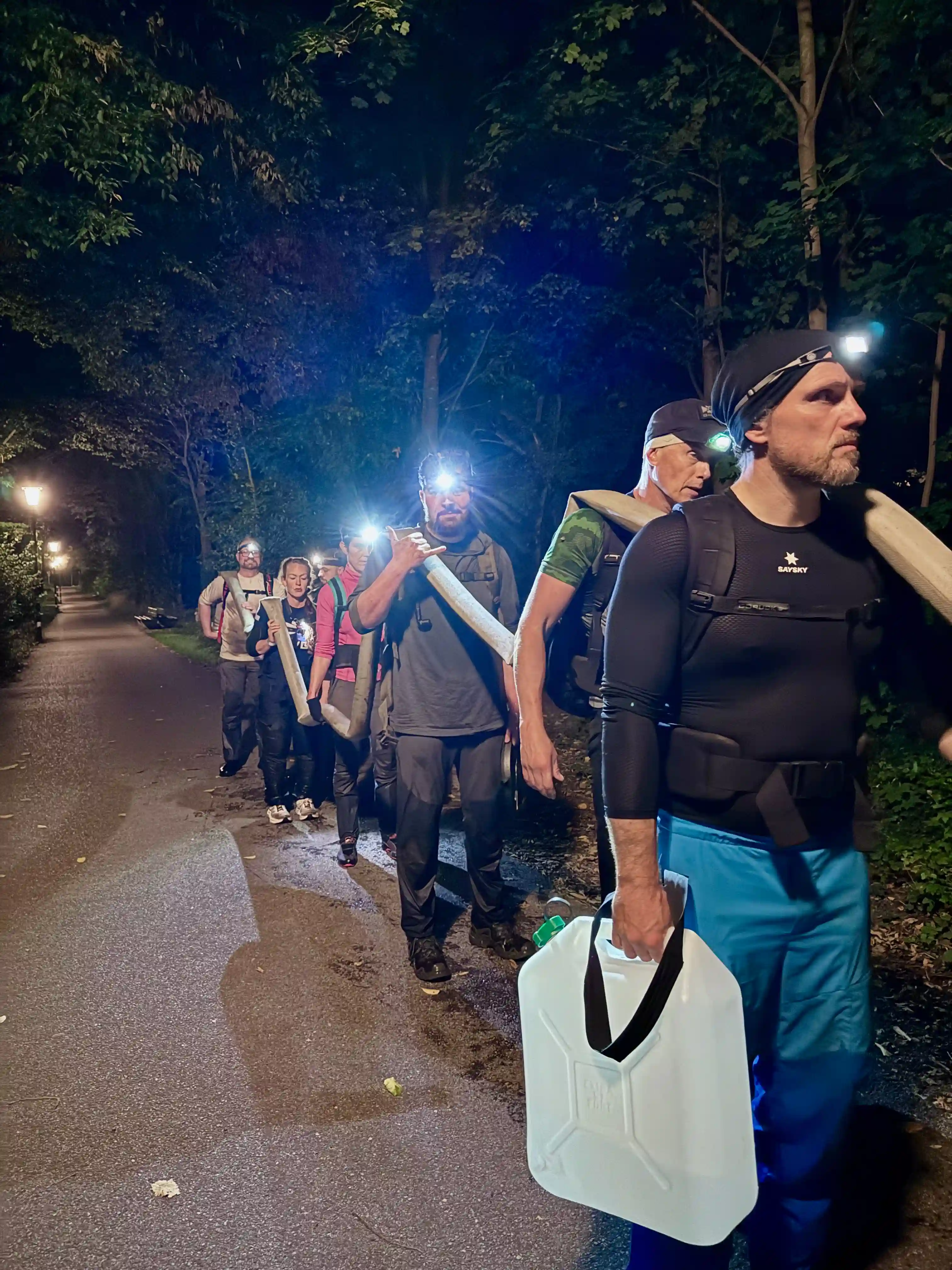 The team awaiting instructions from the team lead to start the walk.
