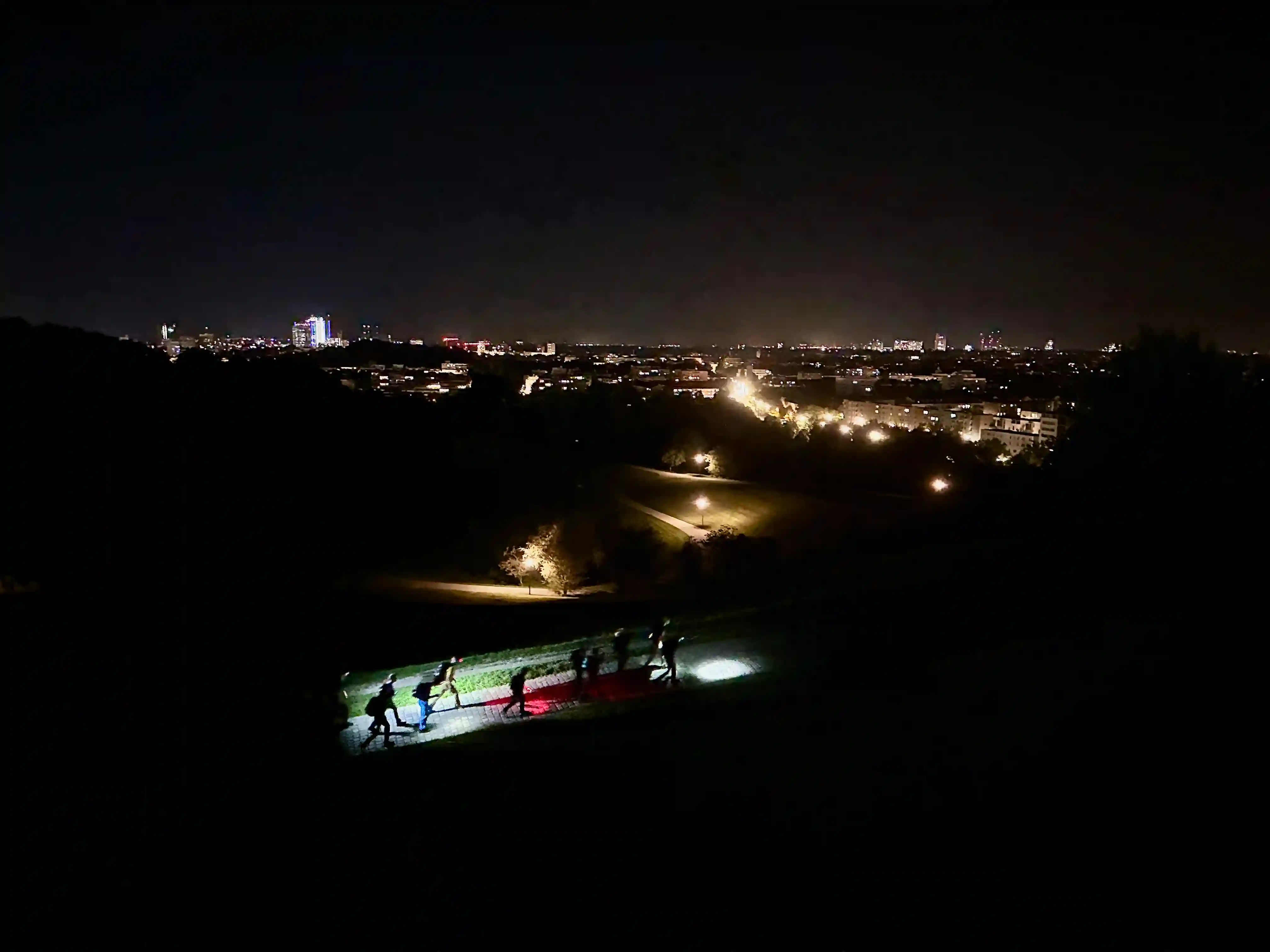 The team ascending the Olympic hill