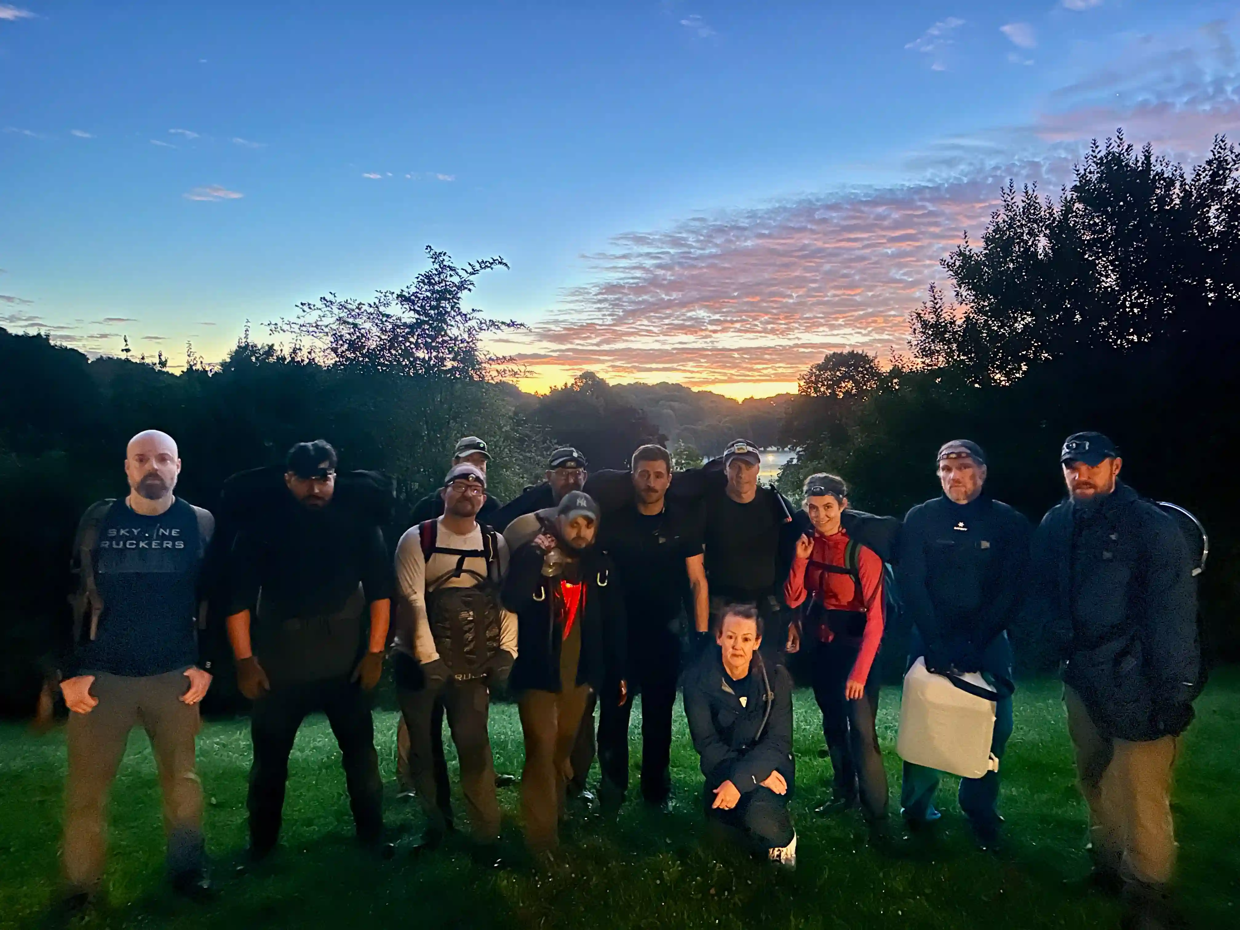 Team photo at sunrise.