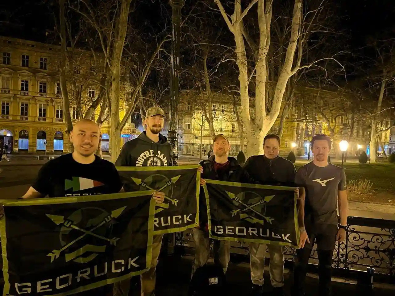 ENL with the flags in the gazebo at the park Trg Nikole Zrinskog.