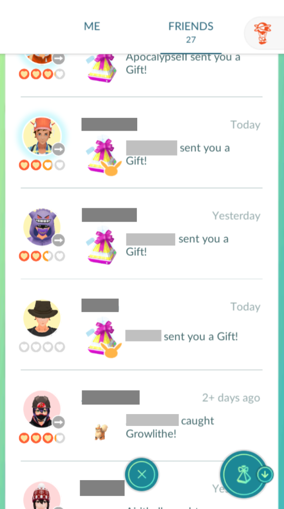 Friends and gifts received